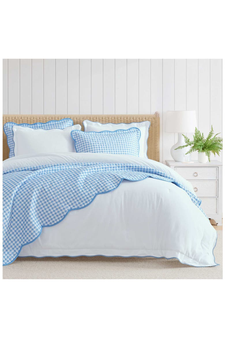 Olivia Gingham Cotton Percale Quilt Set, Alternate, color, BEDFORD BLUE
