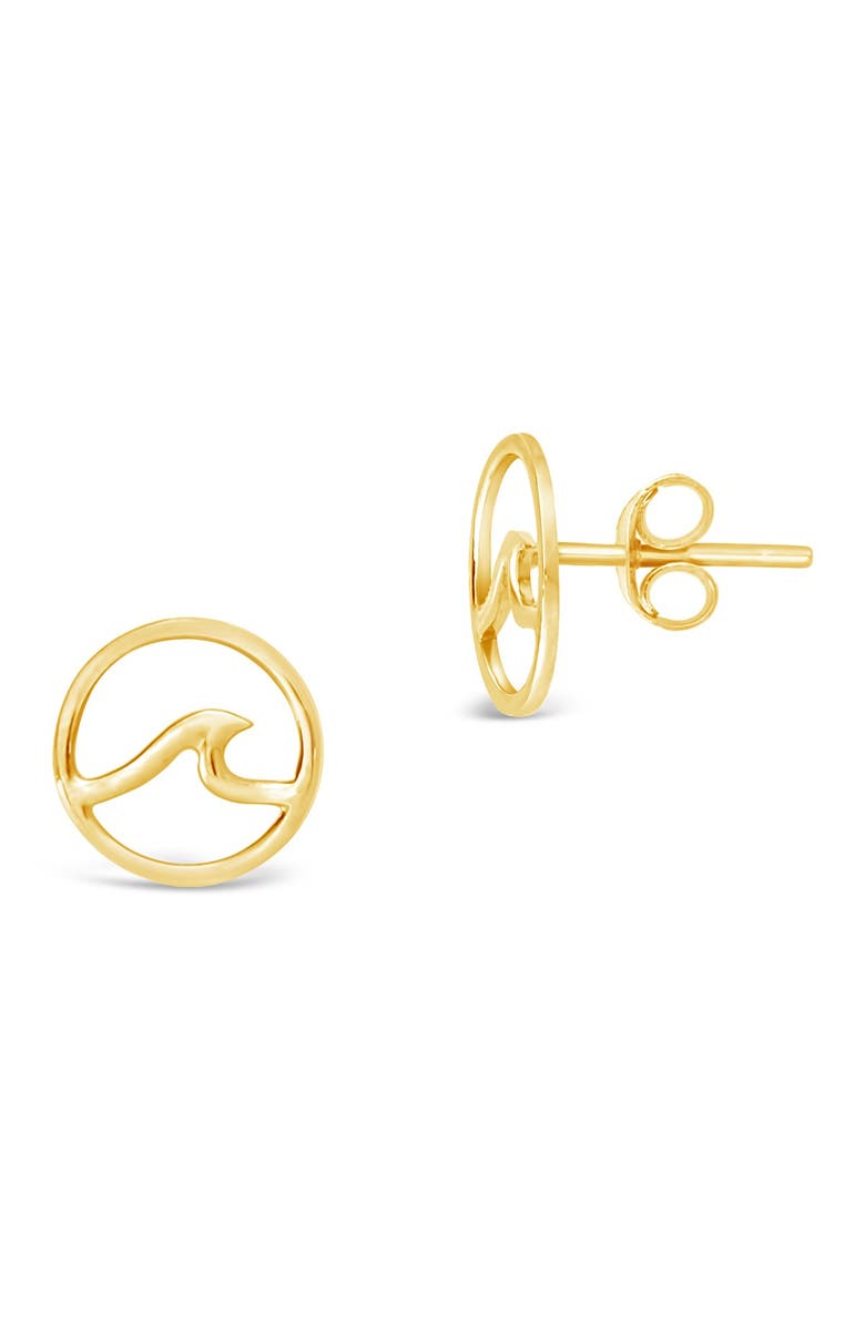 Sterling Forever 14K GOLD STERLING SILVER WAVE, Alternate, color, Gold
