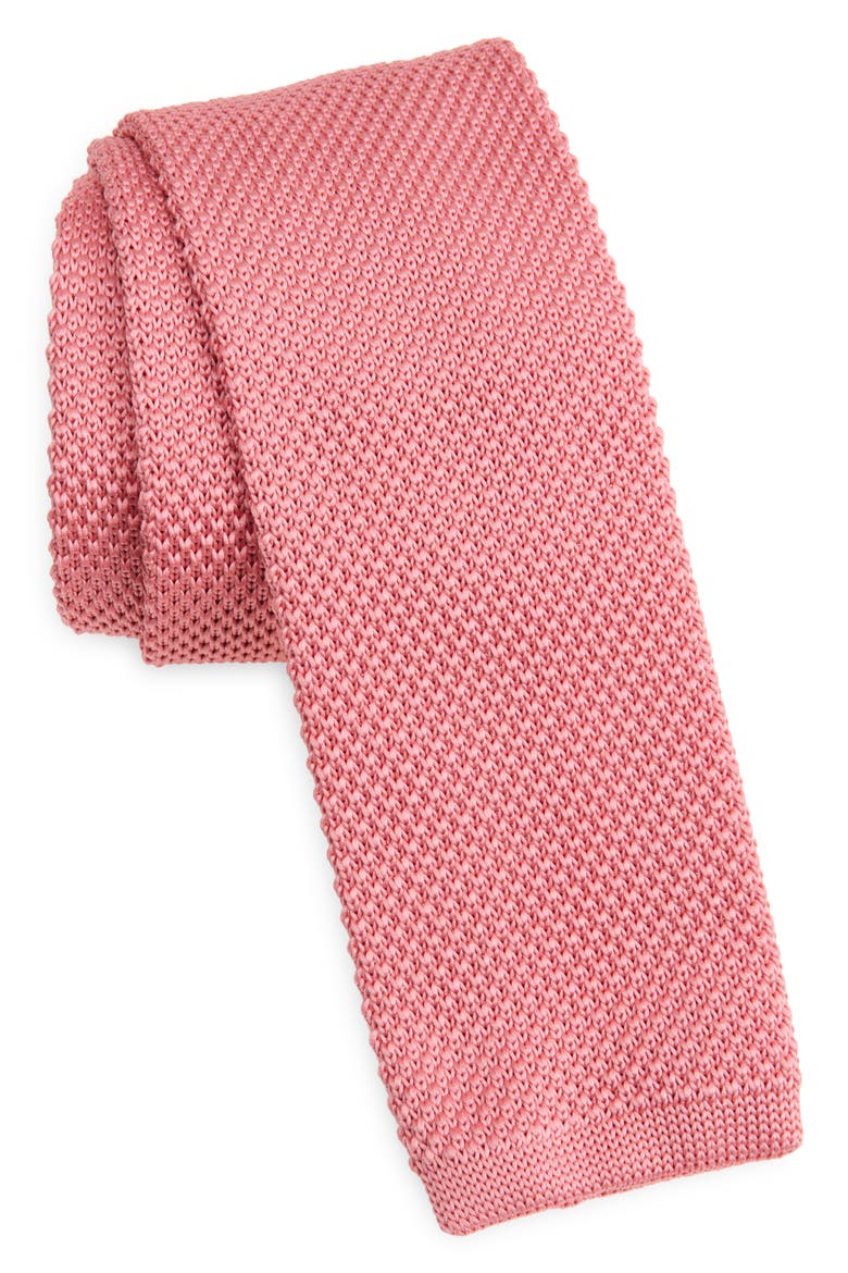 Pink Knit Silk Tie, Main, color, PINK