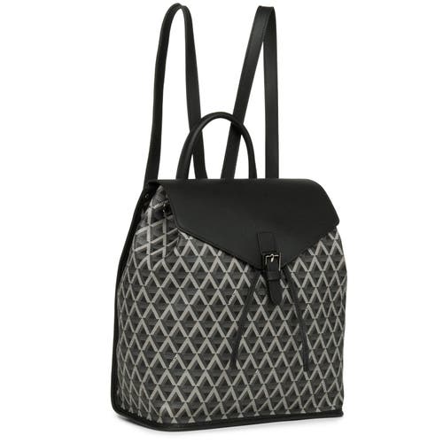 Lancaster Backpack With Flap And Snap Closure Ikon In Noir