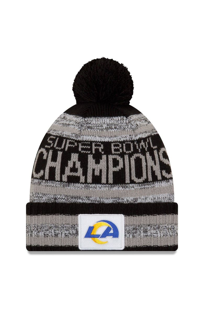 New Era Men's New Era Heathered Gray/Black Los Angeles Rams Super Bowl LVI Champions Parade Cuffed Pom Knit Hat, Main, color, 