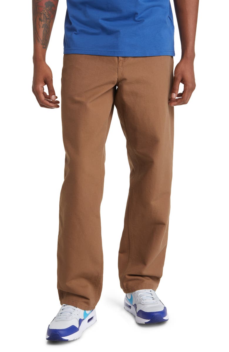Carhartt Work In Progress Single Knee Organic Cotton Canvas Straight Leg Pants, Main, color, Hamilton Brown (Rinsed)