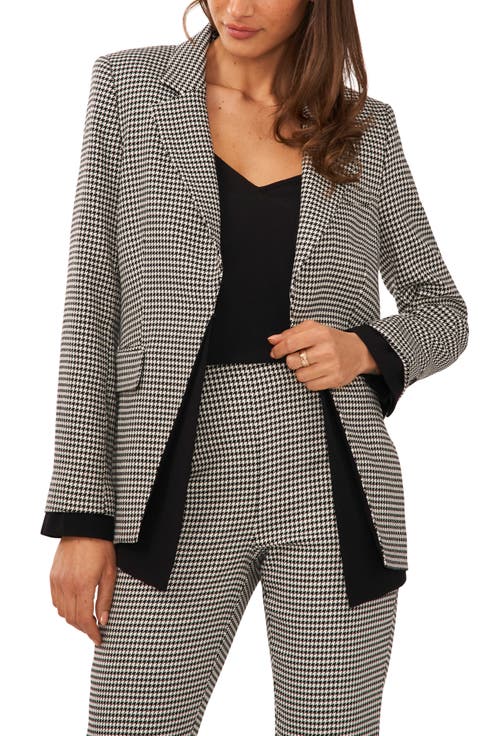Houndstooth Check Contrast Detail Blazer