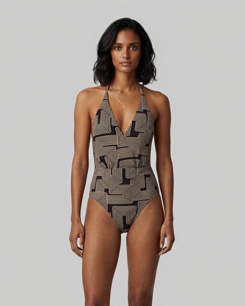 Inter Twine Womens Halter One-Piece Swimsuit