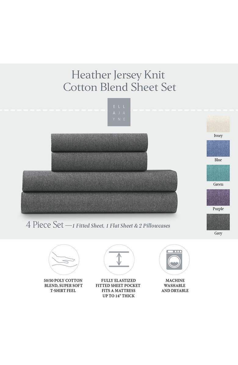 ELLA JAYNE HOME Blue Heather Jersey Knit 3-Piece Twin Sheet Set, Alternate, color, Grey