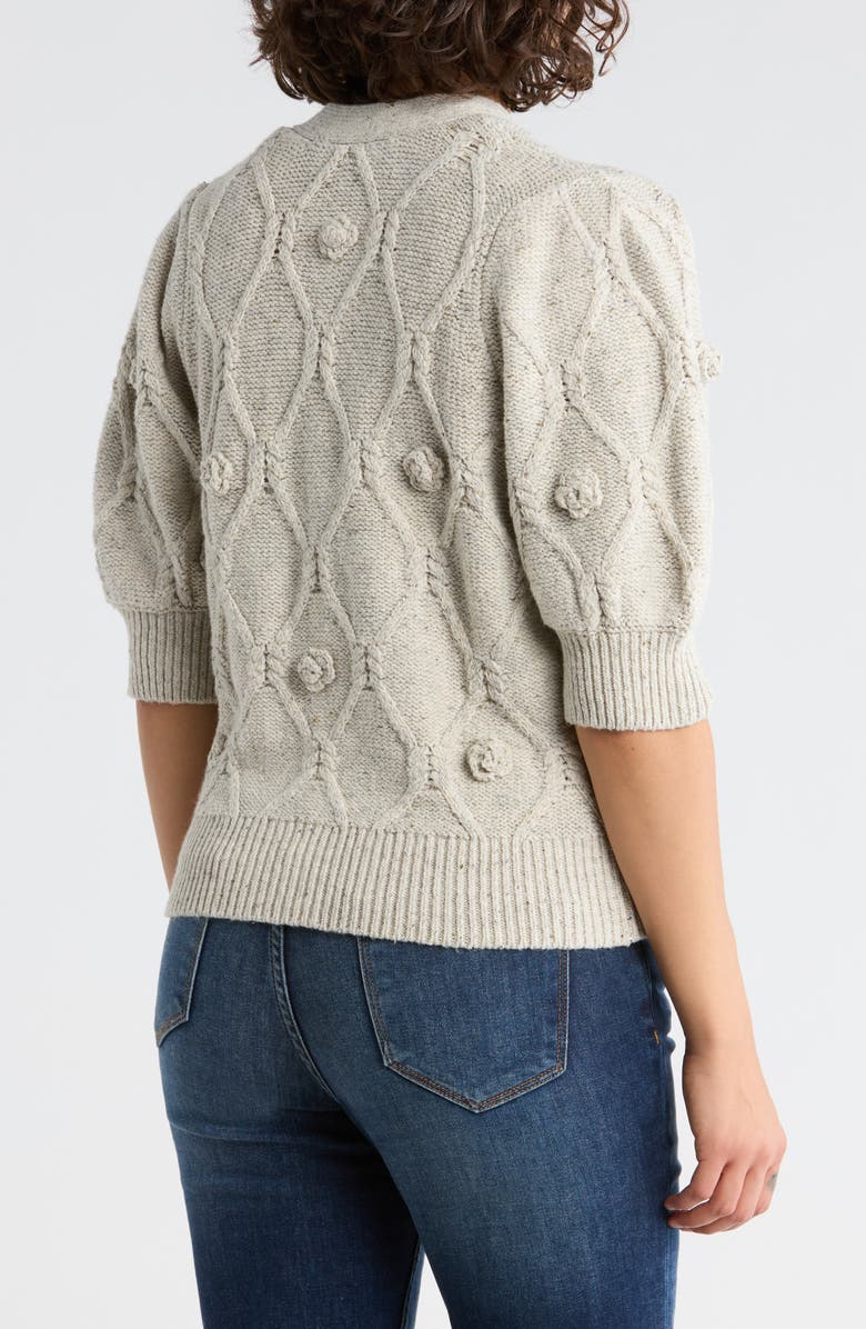 Rails Isla Cardigan, Alternate, color, Grey With Crochet Daisies