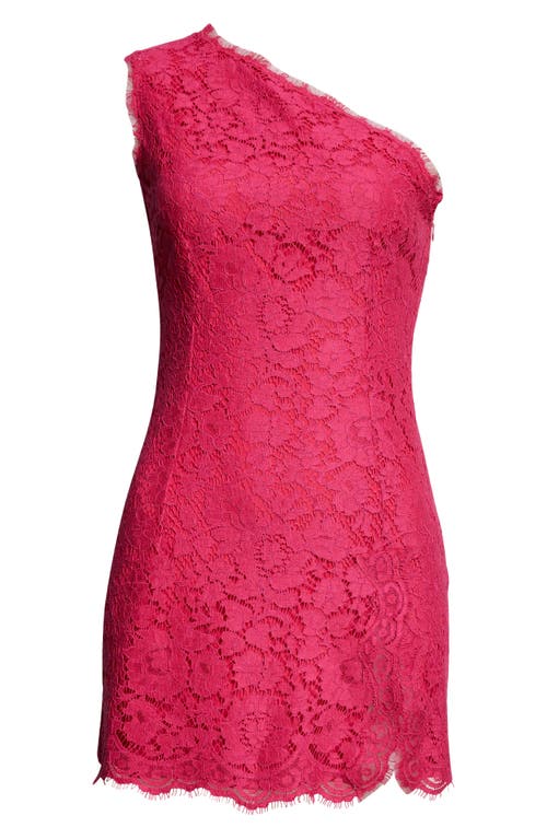 Dolce & Gabbana Dolce&gabbana Floral Lace One-shoulder Minidress In F0382 Rosa Shocking