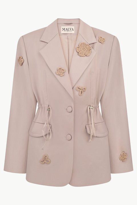 Relaxed-Fit Blazer With Handmade Florals