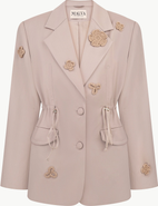 Malva Florea Relaxed-Fit Blazer With Handmade Florals