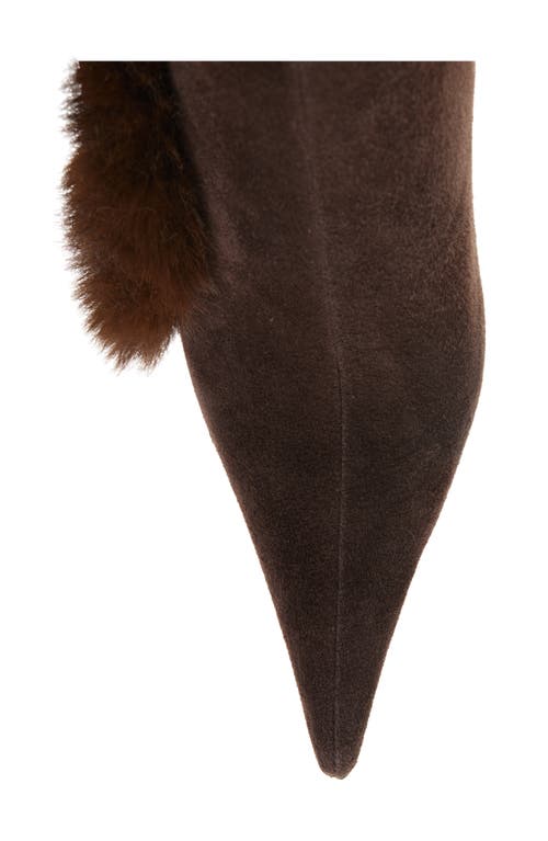 Jeffrey Campbell Chilly Faux Fur Trim Pointed Toe Boot In Brown