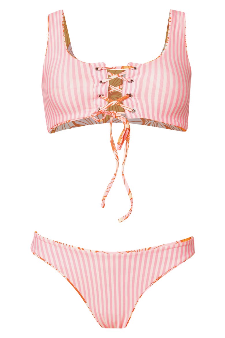 Retro Bloom Sublimity Reversible Bikini Bottoms, Alternate, color, PINK