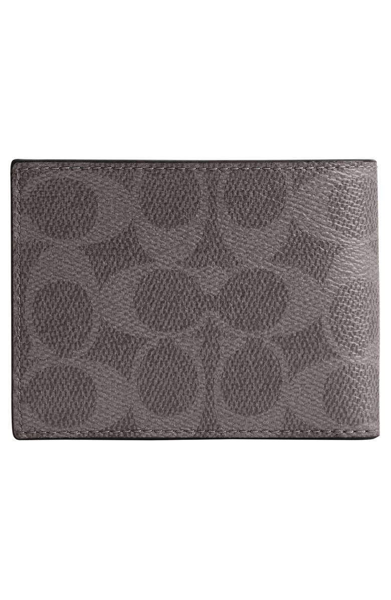 COACH Signature Coated Canvas Bifold Wallet, Alternate, color, Grey Signature