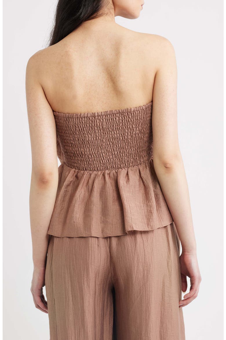 Lumin Pleated Strapless Peplum Top, Alternate, color, SIENNA