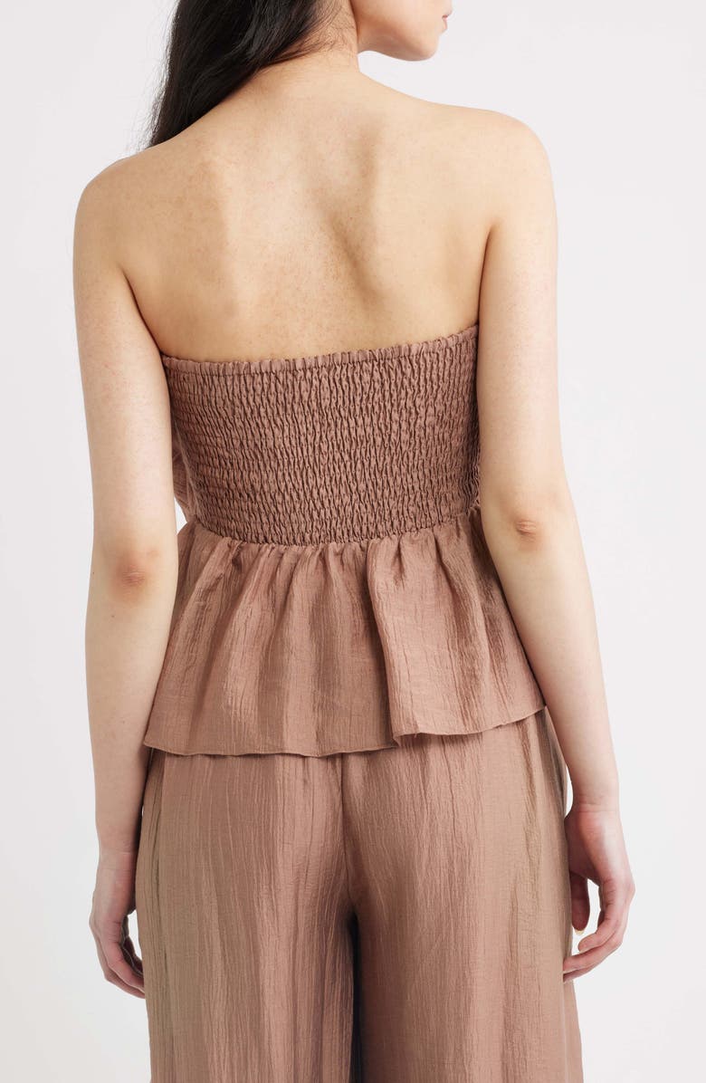 A.REN Lumin Pleated Strapless Peplum Top, Alternate, color, Sienna