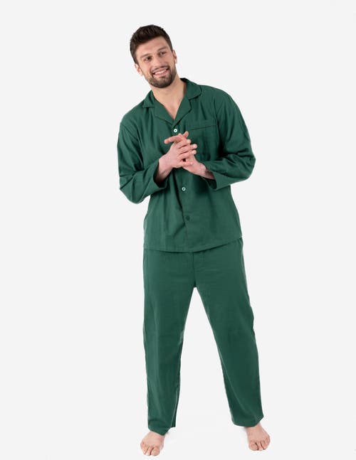 Leveret Cotton Flannel Printed Holiday Pajama Set In Green