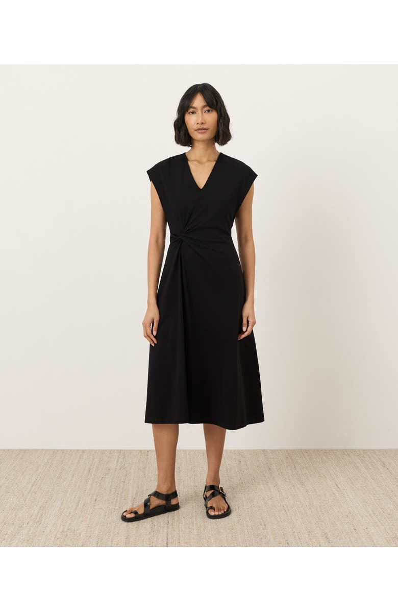 Pact Fit & Flare V-Neck Twist Dress Made with Organic Cotton, Main, color, Black