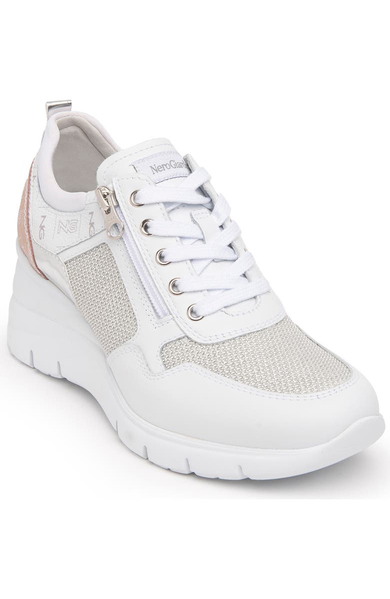 NeroGiardini Mixed Media Wedge Sneaker, Alternate, color,