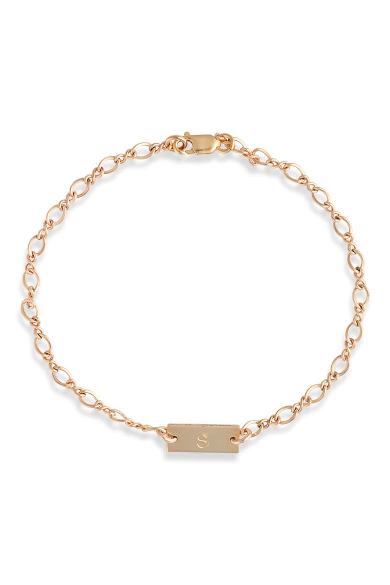 Hadley Initial Bar Bracelet, Main, color, YELLOW GOLD FILL - S