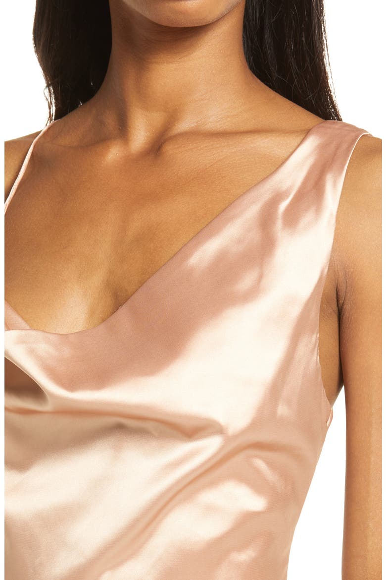 Sereno Cowl Neck Satin Midi Dress, Alternate, color, CHAMPAGNE
