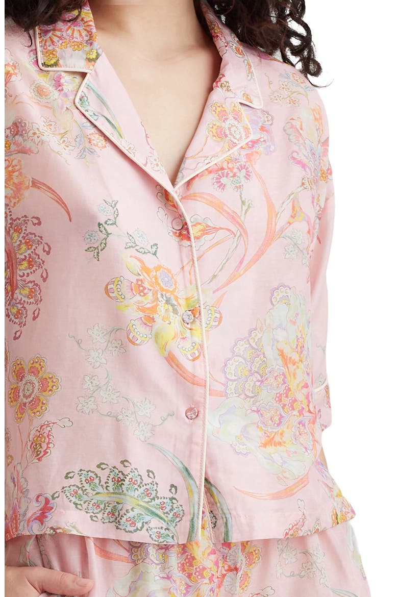 Coco Floral Cotton & Silk Short Pajamas, Alternate, color, PAPINELLE PINK