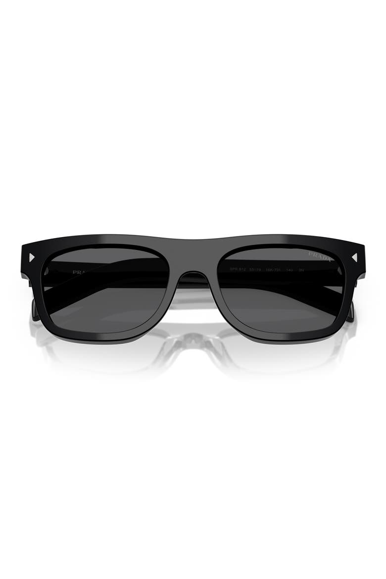55mm Pillow Sunglasses, Alternate, color, BLACK
