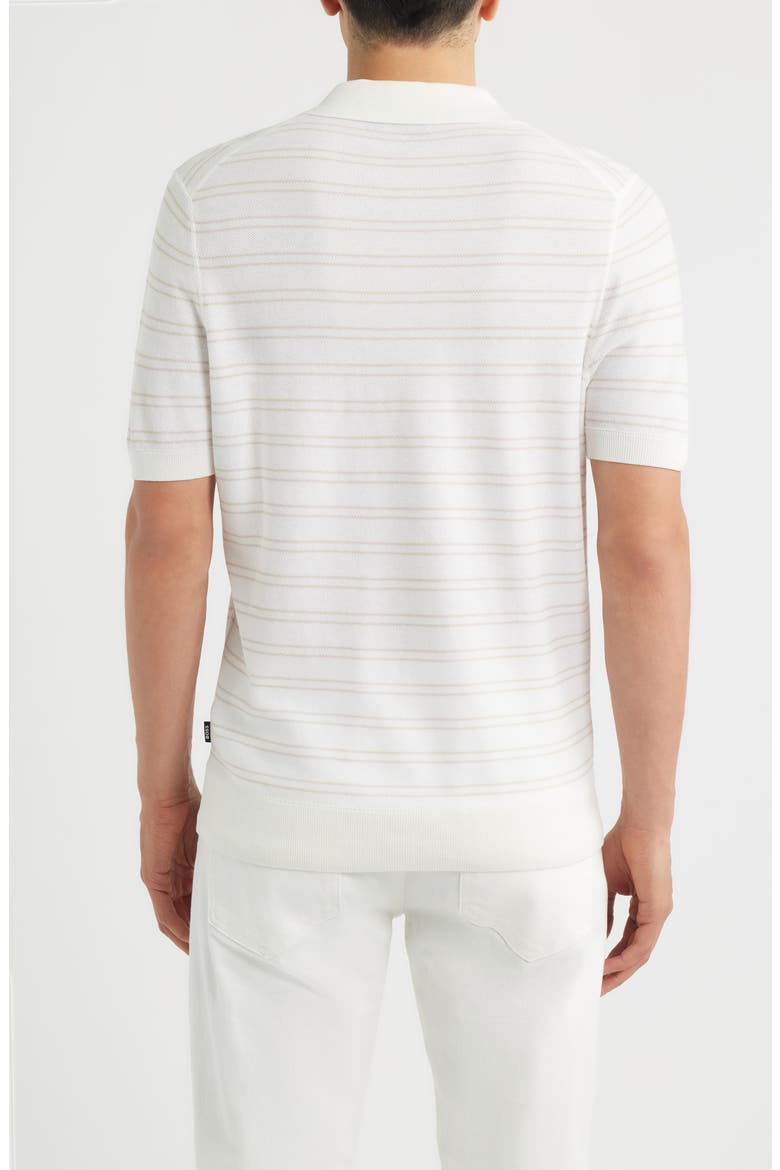 H-Narciso Stripe Johnny Collar Polo, Alternate, color, WHITE