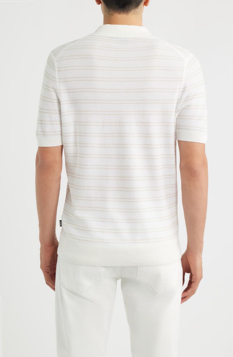 BOSS H-Narciso Stripe Johnny Collar Polo, Alternate, color, White