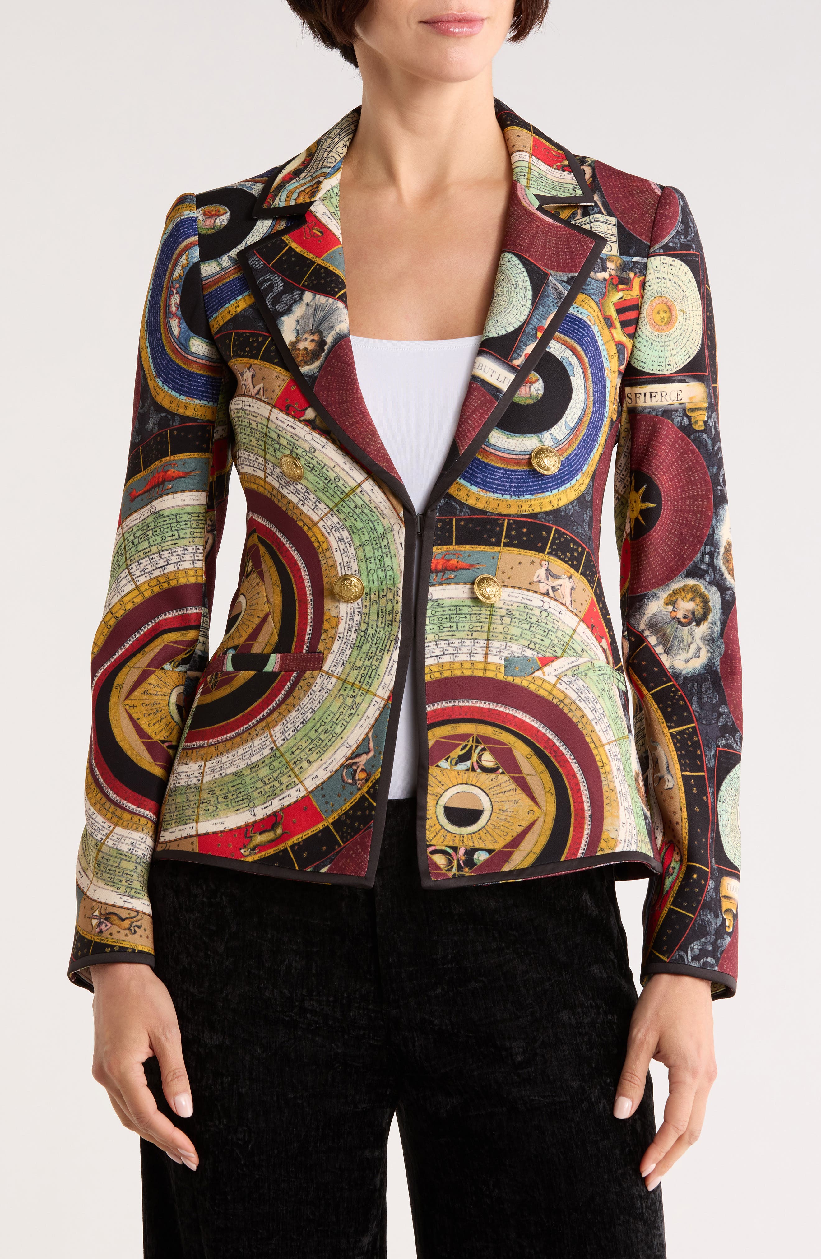 Alice + Olivia Mya Notch Lapel Fitted Blazer