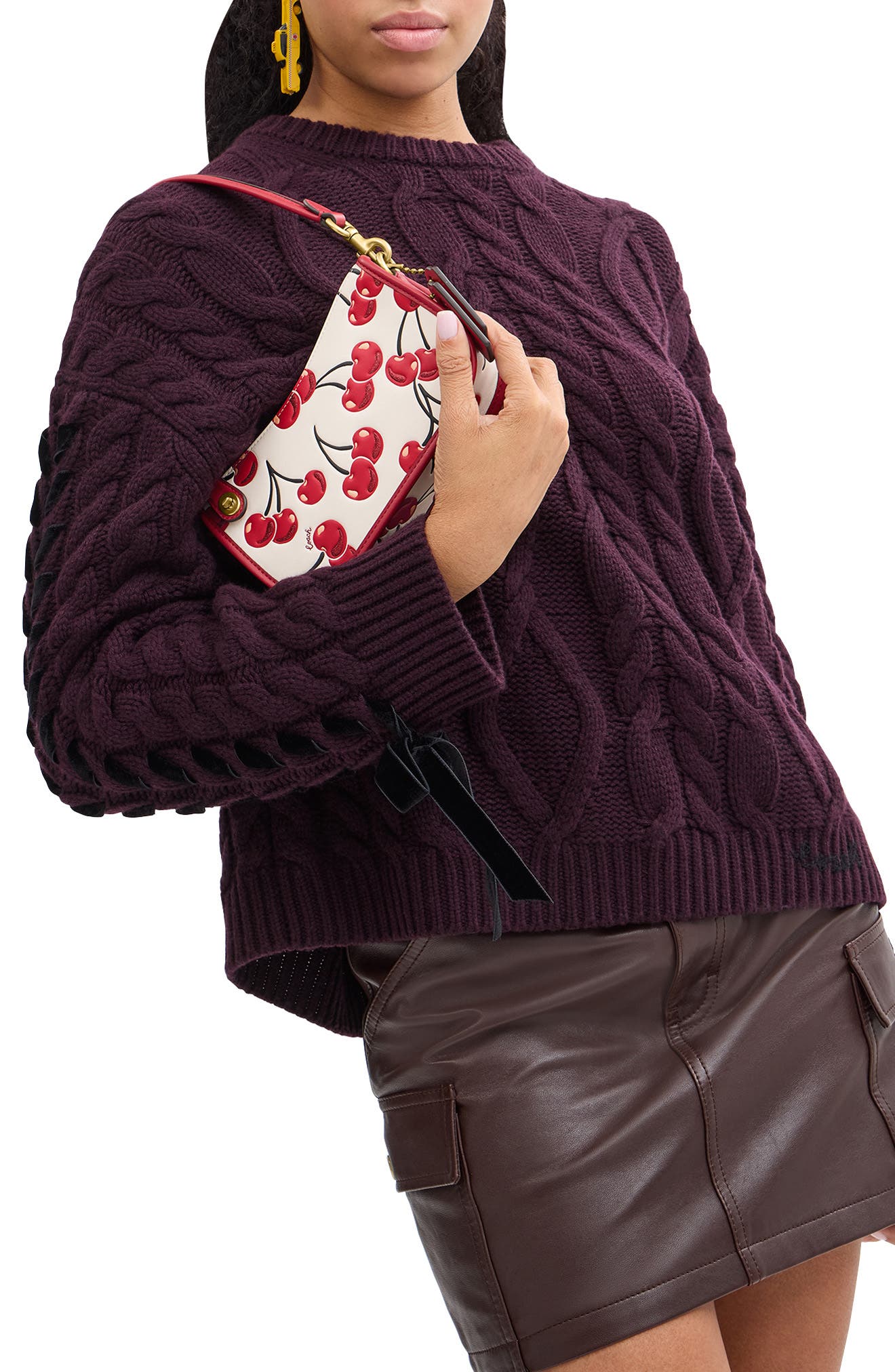 COACH The Originals Cherry Leather Shoulder Bag, Alternate, color, 