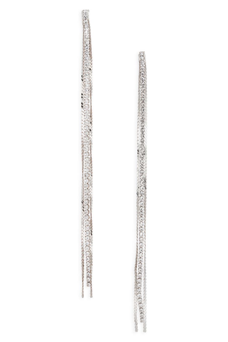 Delicate Mixed Chain Linear Drop Earrings, Main, color, SILVER