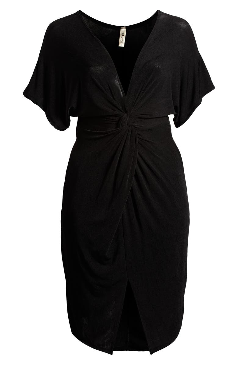 24seven Comfort Apparel Twist Front Vent Dress, Alternate, color, 