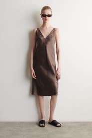 COS Open-stitch Satin Slip Dress