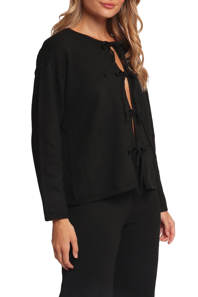 Odell Tie Cardigan & Pants Set, Alternate, color, BLACK
