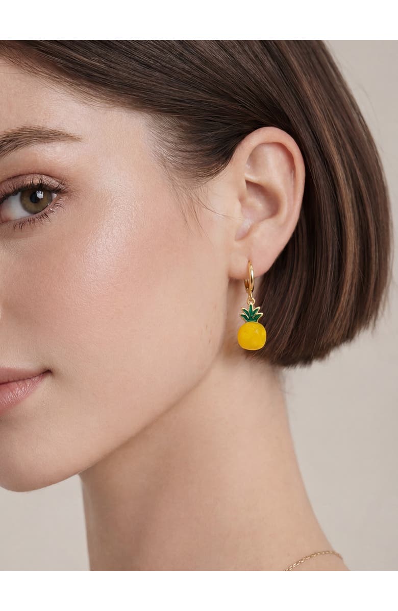 seree Harvest Pineapple Jade stone charm earrings, Alternate, color, Yellow