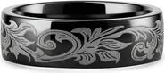 Bliss Diamond Men's Black Barrel Script Titainum Ring 7MM Comfort Fit Wedding Band