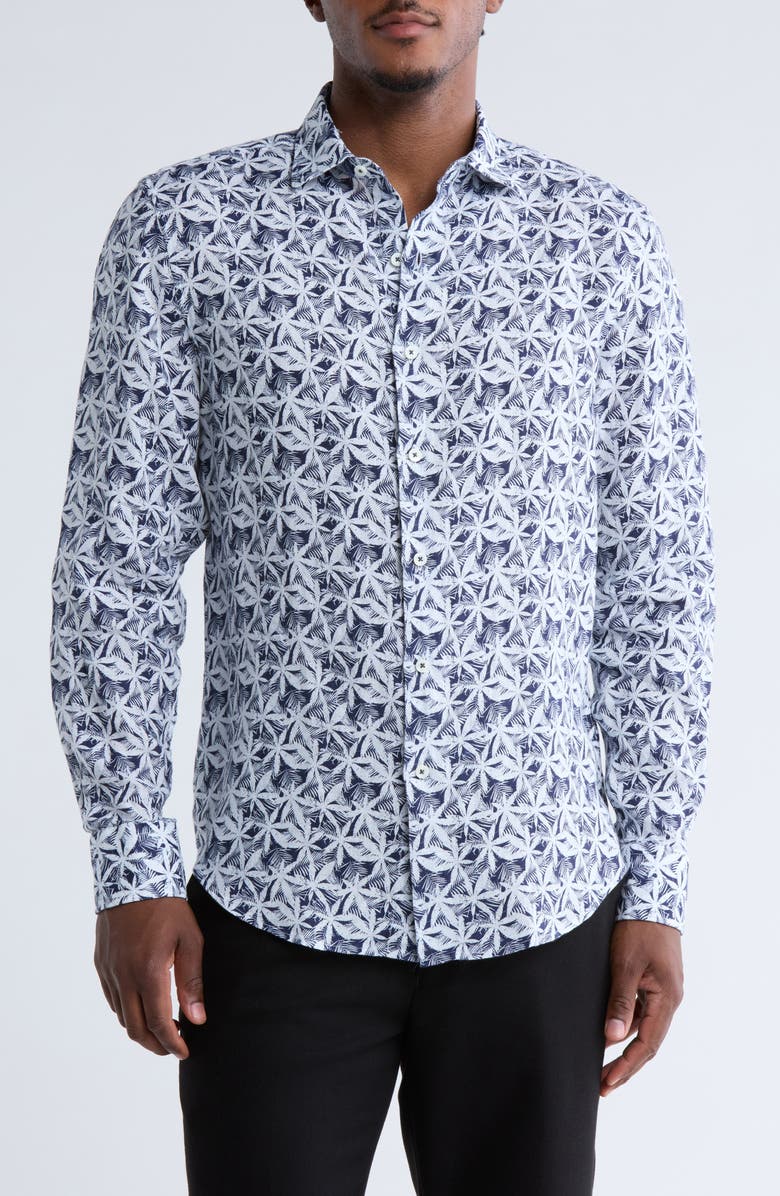 Bugatchi Julian Linen Button-Up Shirt, Main, color,
