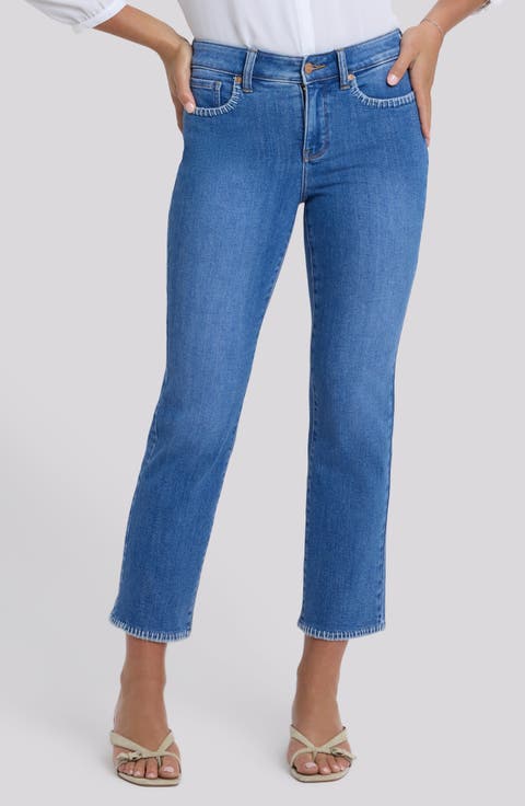 NYDJ Marilyn Blanket Stitch Detail Ankle Jeans (Blue Paradise) (Petite)