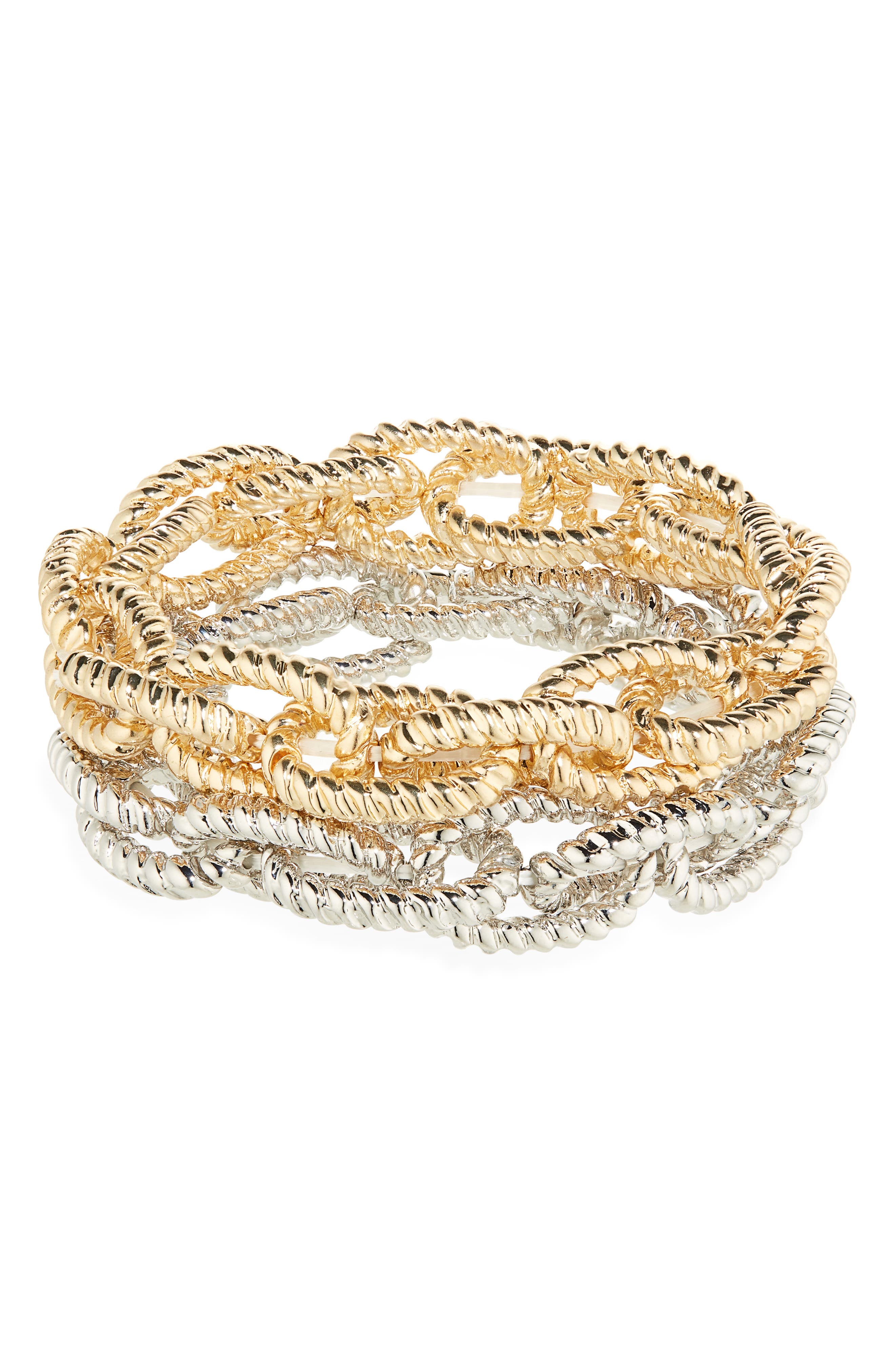 Tasha Set of 2 Two-Tone Twisted Rope Stretch Bracelets