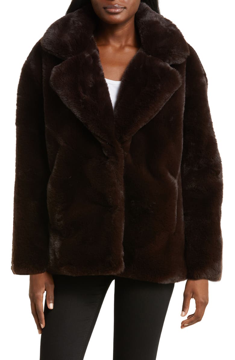 BLANKNYC Faux Fur Coat, Alternate, color, Americano