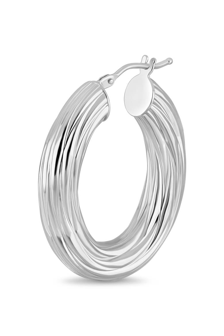 14K Gold 28mm Textured Hoop Earrings, Alternate, color, 14K WHITE GOLD