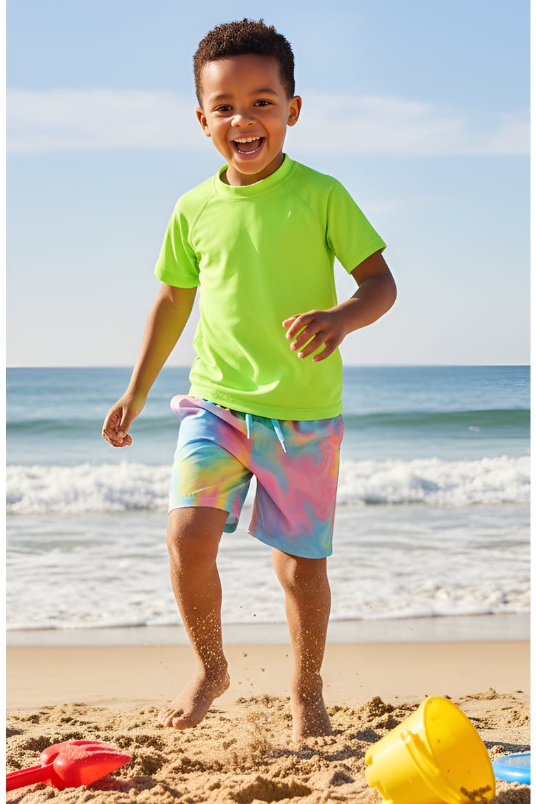 Zuma Neon Lime Short Sleeve Rashguard, Alternate, color, Lime