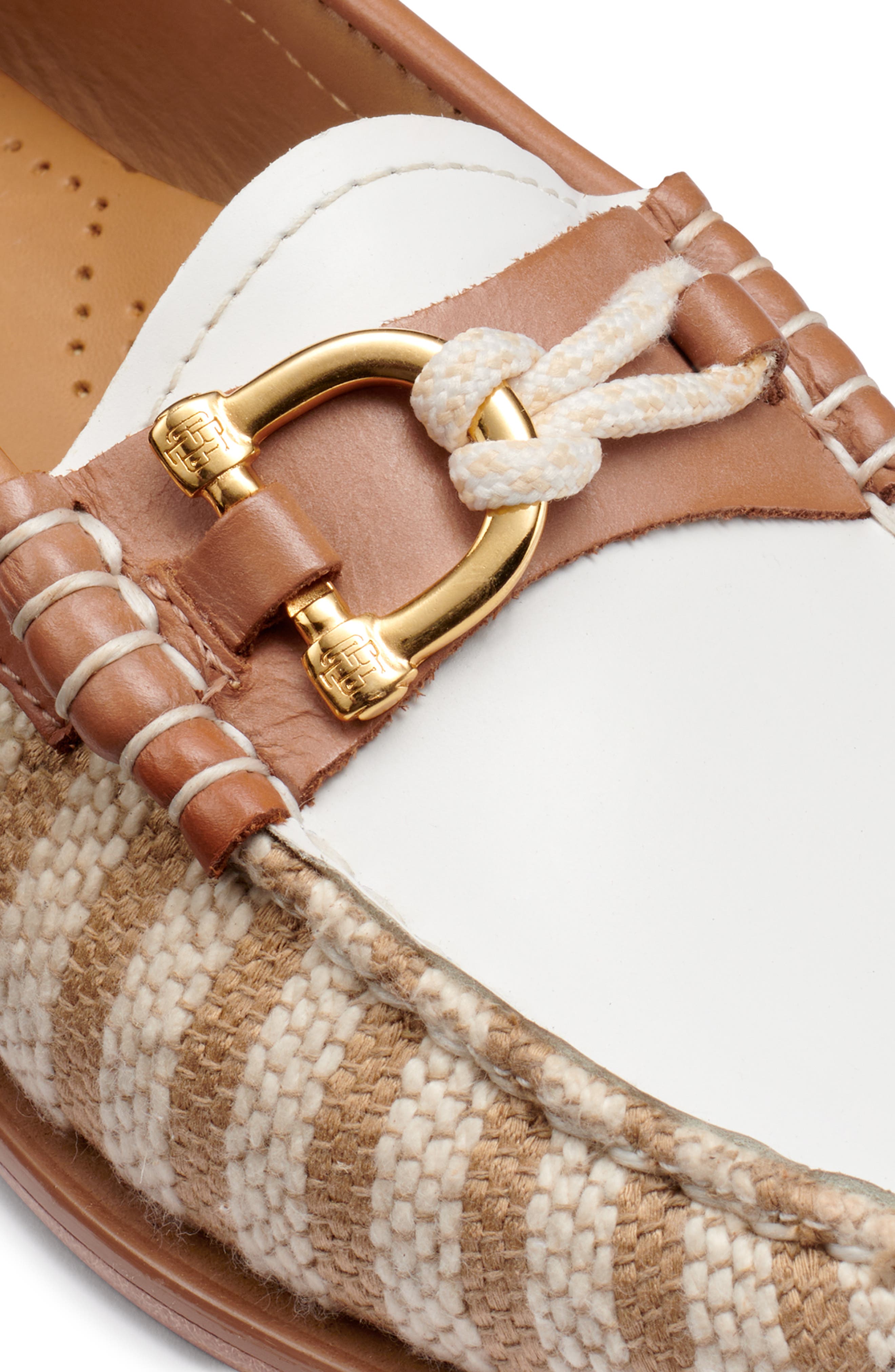 G.H.BASS Lilly Nautical Leather & Canvas Loafer, Alternate, color, Tan Multi