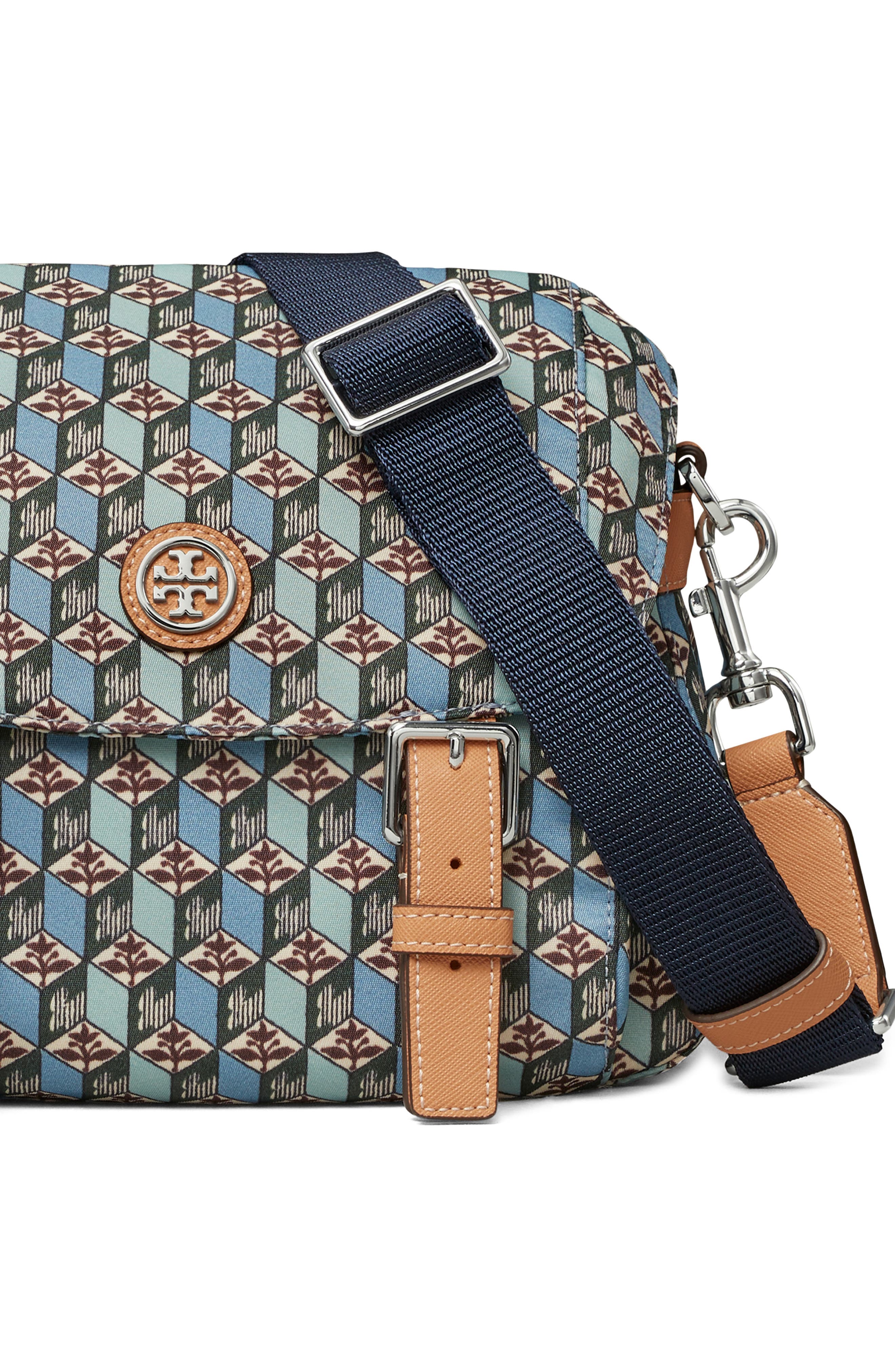 Tory Burch Virginia Printed Recycled Nylon Small Messenger Bag, Alternate, color, 