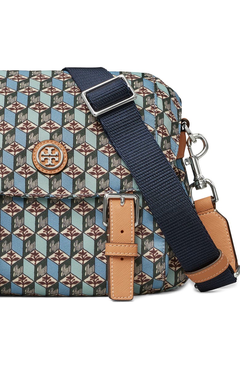 Tory Burch Virginia Printed Recycled Nylon Small Messenger Bag, Alternate, color,