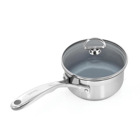Induction 21 Steel 1 qt. Saucepan w/ Ceramic Coating and Glass Lid