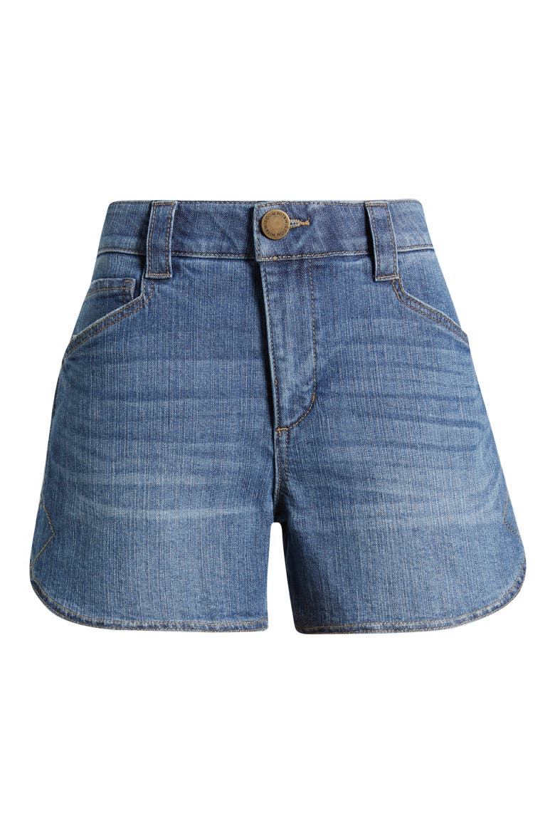 Skyrise Dolphin Hem Denim Shorts, Alternate, color, MID BLUE ARTISANAL
