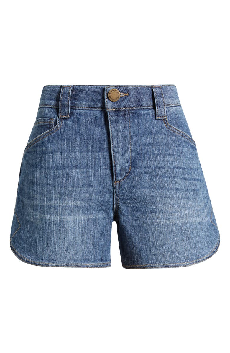 Wit & Wisdom Skyrise Dolphin Hem Denim Shorts, Alternate, color, Mid Blue Artisanal