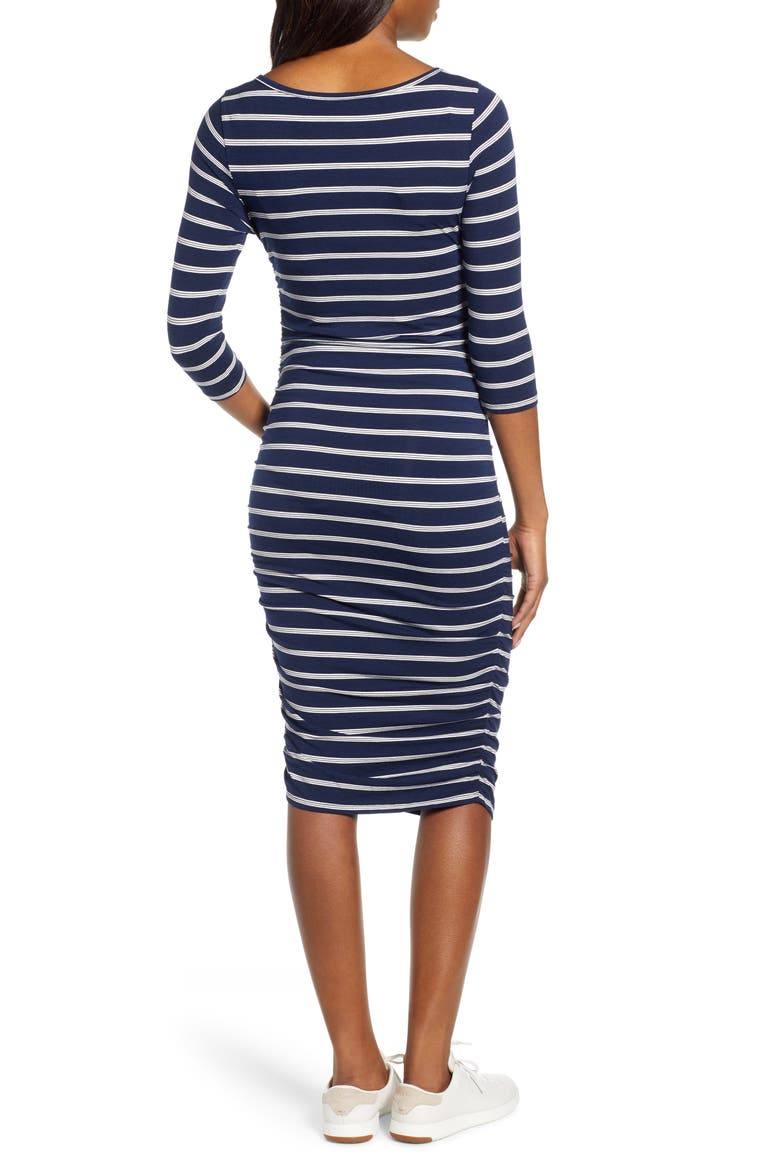Side Ruched Maternity Dress, Alternate, color, NAVY