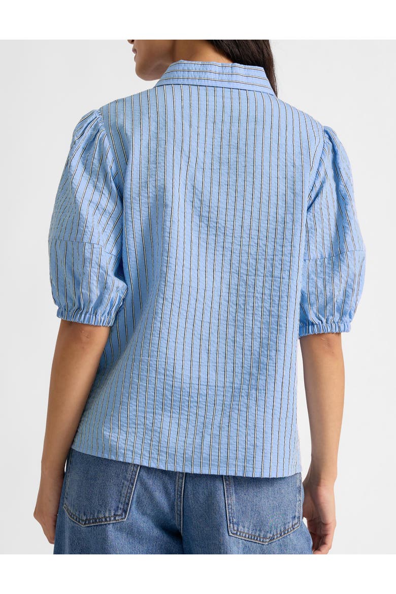 Stripe Short Sleeve Blouse, Alternate, color, Blue
