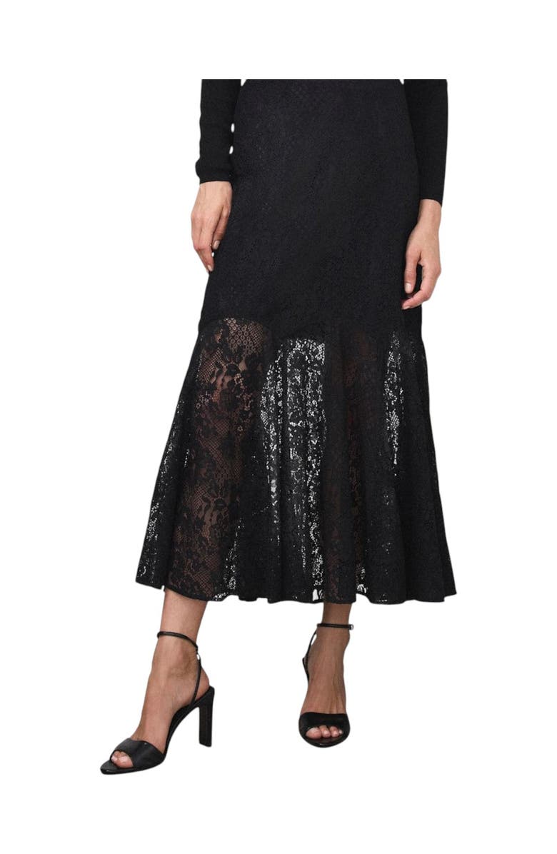MINT VELVET Lace Fluted Sheer Skirt, Main, color, Black